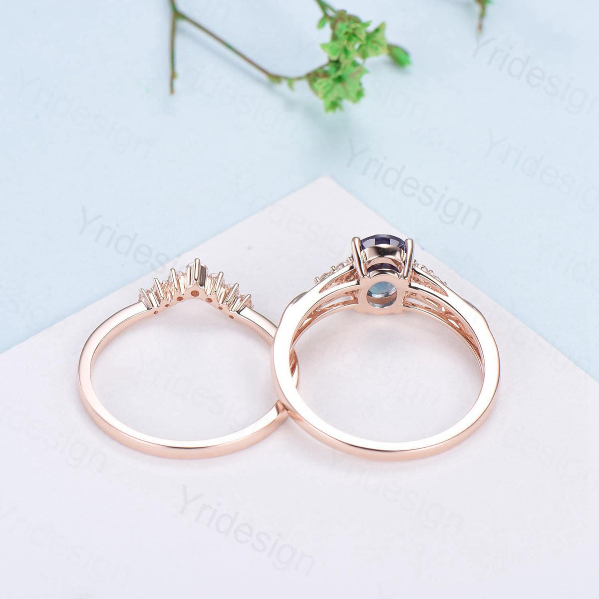 Celtic Knot Oval Cut Lab Grown Diamond Engagement Ring Set, IGI Certificate Diamond Bridal Ring Set, Unique Handmade Anniversary Gift Women