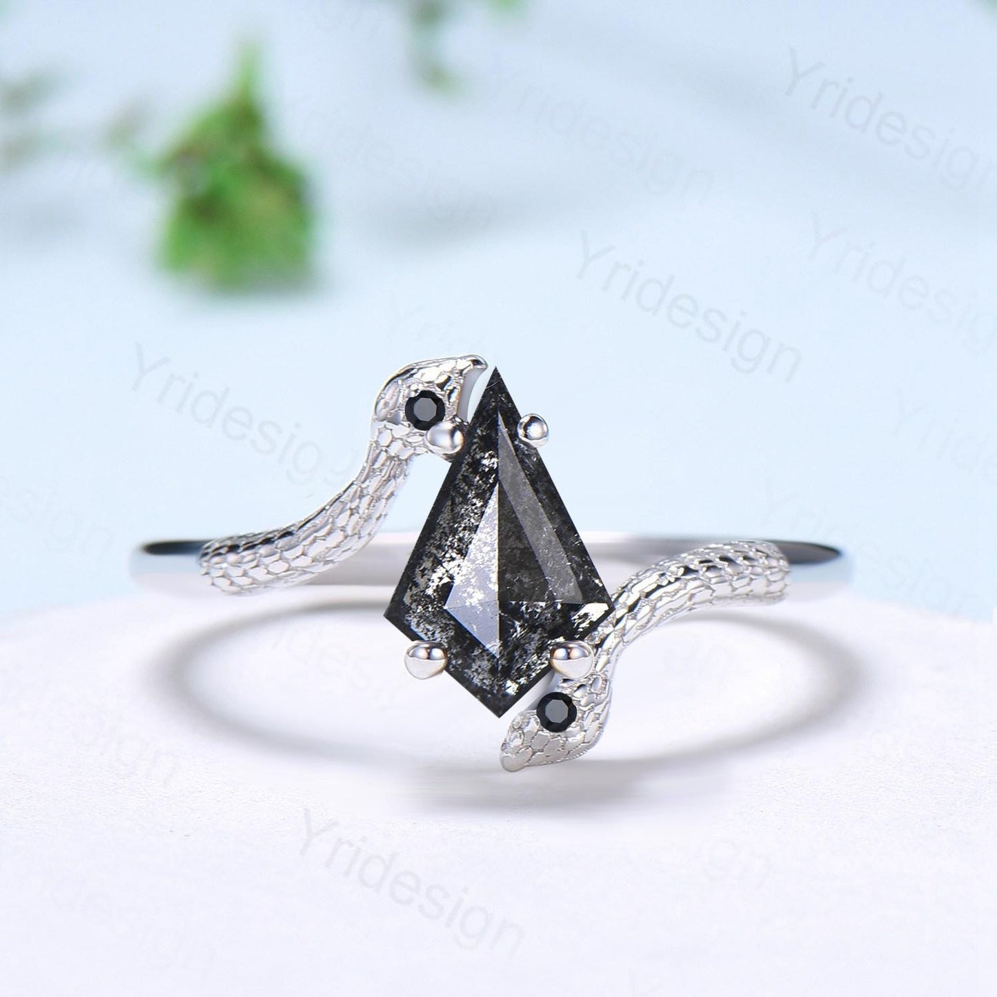 Unique snake salt and pepper diamond ring engagement ring cold-blooded kite cut fly pepper diamond  wedding women anniversary promise gift