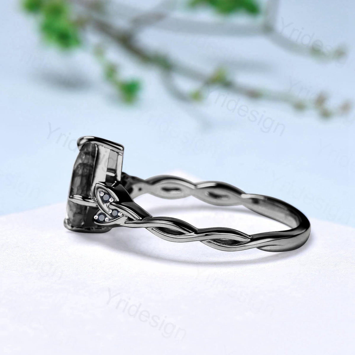 Black Gold Norse Viking Kite Cut Salt And Pepper Diamond Ring Celtic Love Pepper Black Diamond Engagement Ring Vintage Unique Twisted Ring