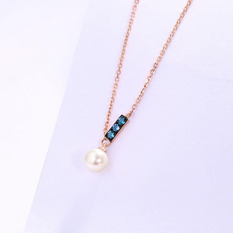 Dainty pearl pendant necklace Minimalist pendant 9k/14k/18k rose  gold art deco London blue topaz pendant necklace Anniversary gift for mom