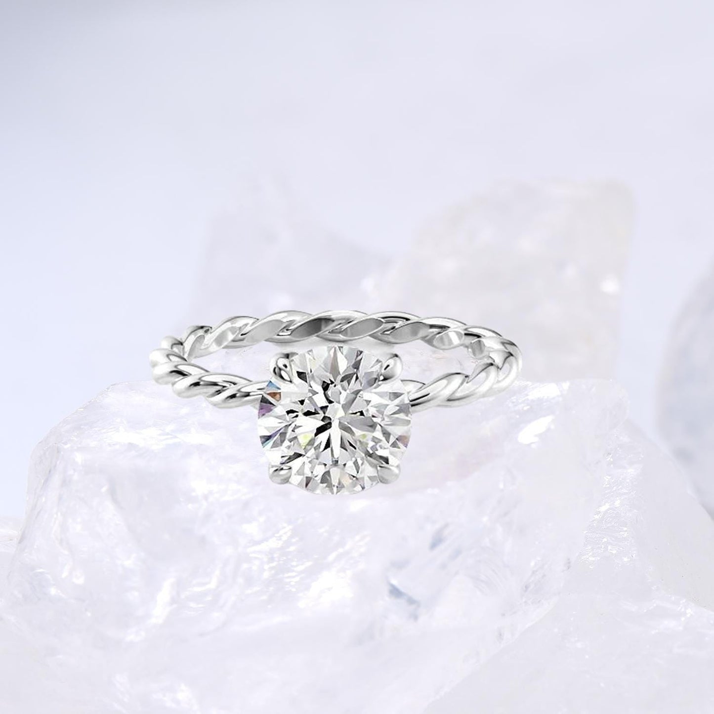 Minimalist Diamond Ring Dazzling Twist Rope Lab Grown Diamond Engagement Ring IGI Certified Hidden Halo Diamond Ring Anniversary Gifts Women