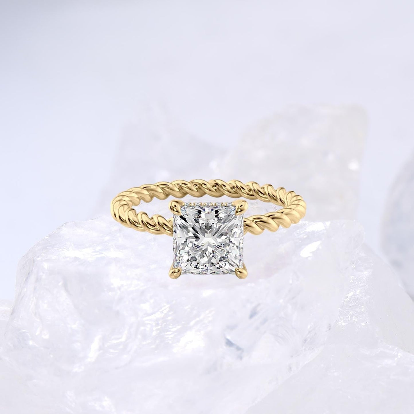 Minimalist Diamond Ring Dazzling Twist Rope Lab Grown Diamond Engagement Ring IGI Certified Hidden Halo Diamond Ring Anniversary Gifts Women