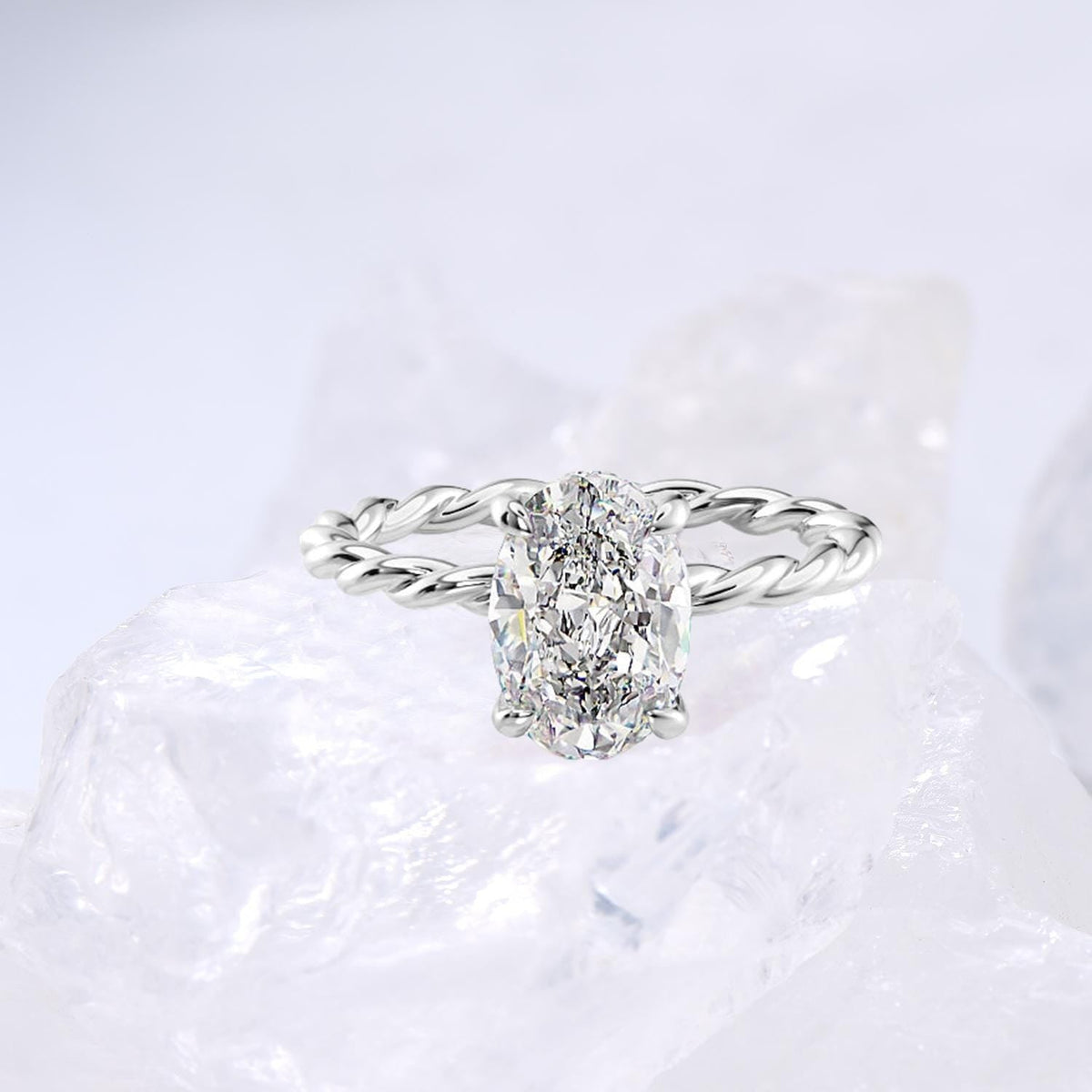 Minimalist Diamond Ring Dazzling Twist Rope Lab Grown Diamond Engagement Ring IGI Certified Hidden Halo Diamond Ring Anniversary Gifts Women