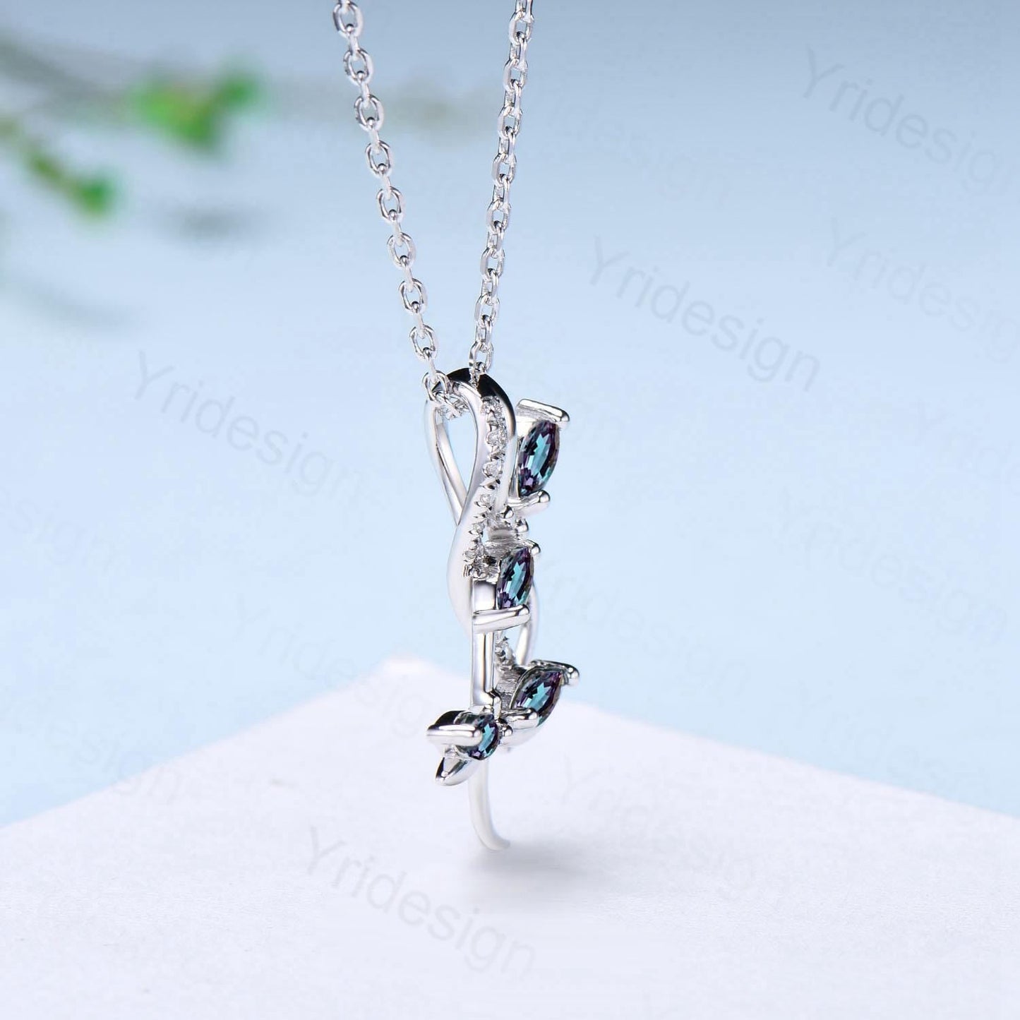 Nature Inspired Alexandrite Necklace Unique Marquise Color Change Dragonfly Accompany Necklace Pendant Necklace Unique Anniversary Gifts