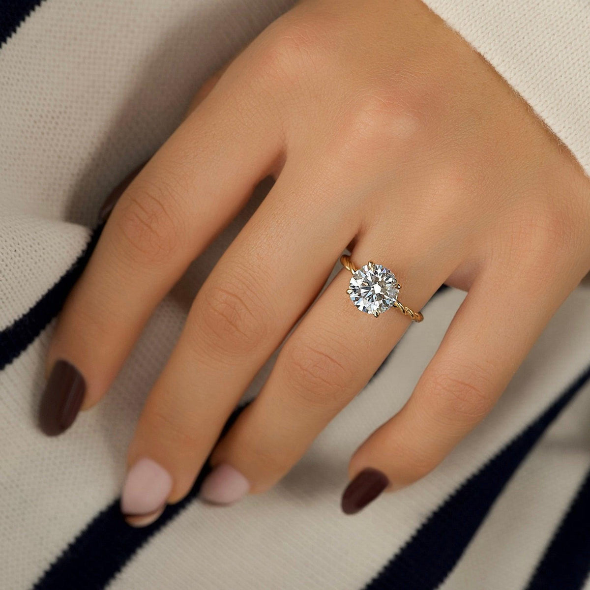 Minimalist Diamond Ring Dazzling Twist Rope Lab Grown Diamond Engagement Ring IGI Certified Hidden Halo Diamond Ring Anniversary Gifts Women