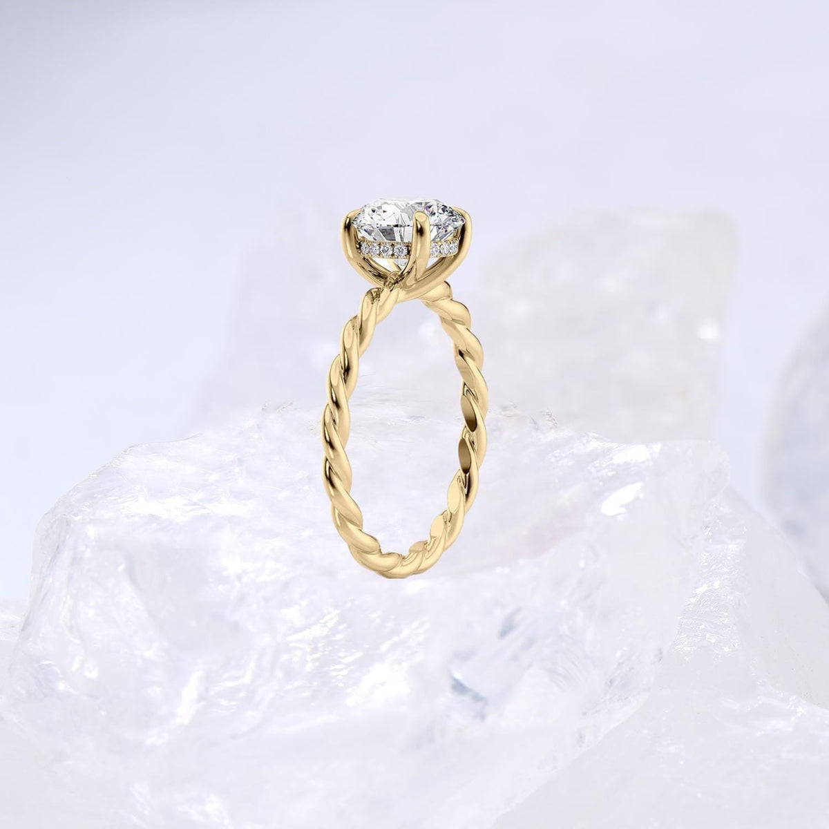Minimalist Diamond Ring Dazzling Twist Rope Lab Grown Diamond Engagement Ring IGI Certified Hidden Halo Diamond Ring Anniversary Gifts Women