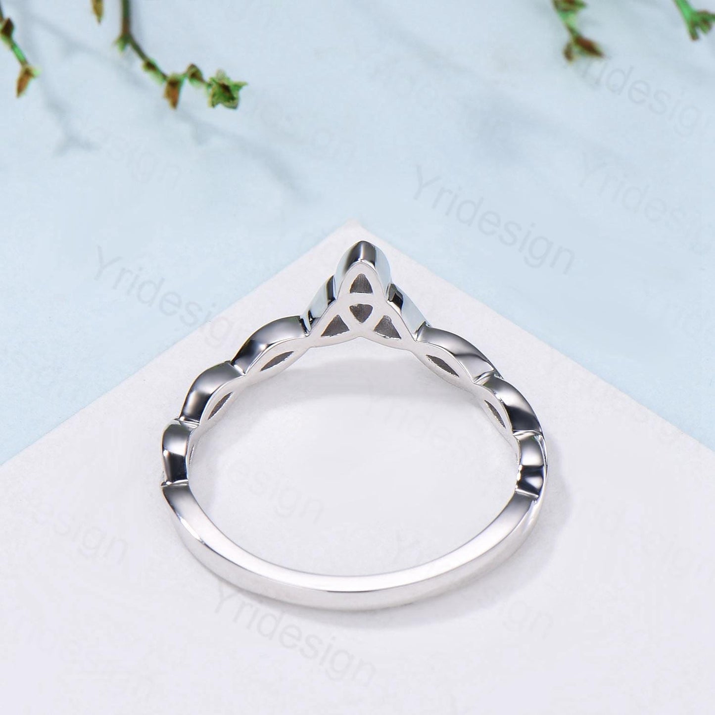 Celtic Knot Norse Viking wedding band women-unique curved plain gold wedding band 14k white gold- Matching stacking band anniversary ring