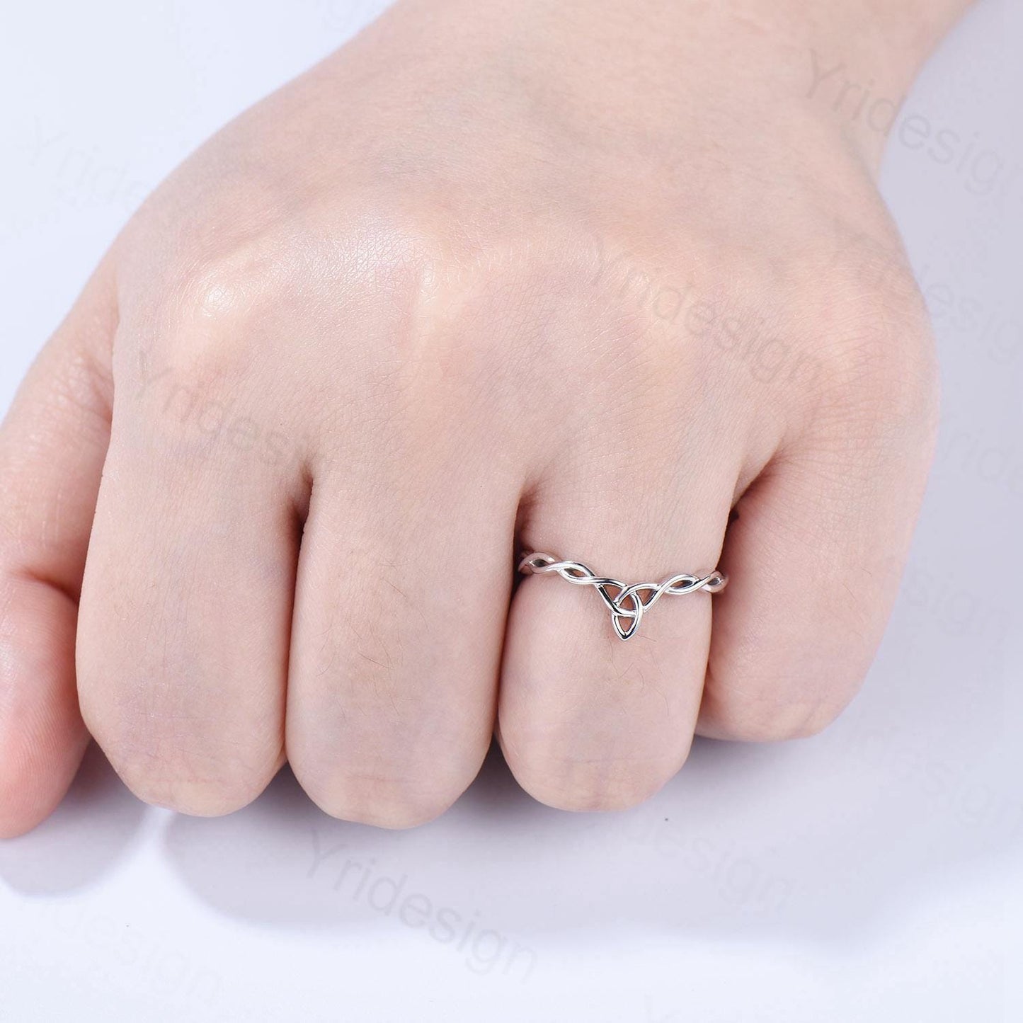 Celtic Knot Norse Viking wedding band women-unique curved plain gold wedding band 14k white gold- Matching stacking band anniversary ring