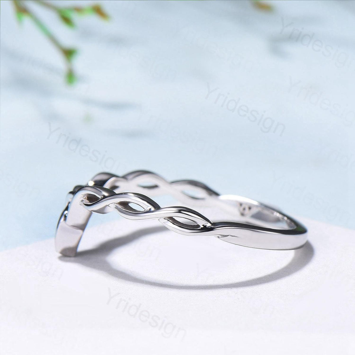 Celtic Knot Norse Viking wedding band women-unique curved plain gold wedding band 14k white gold- Matching stacking band anniversary ring