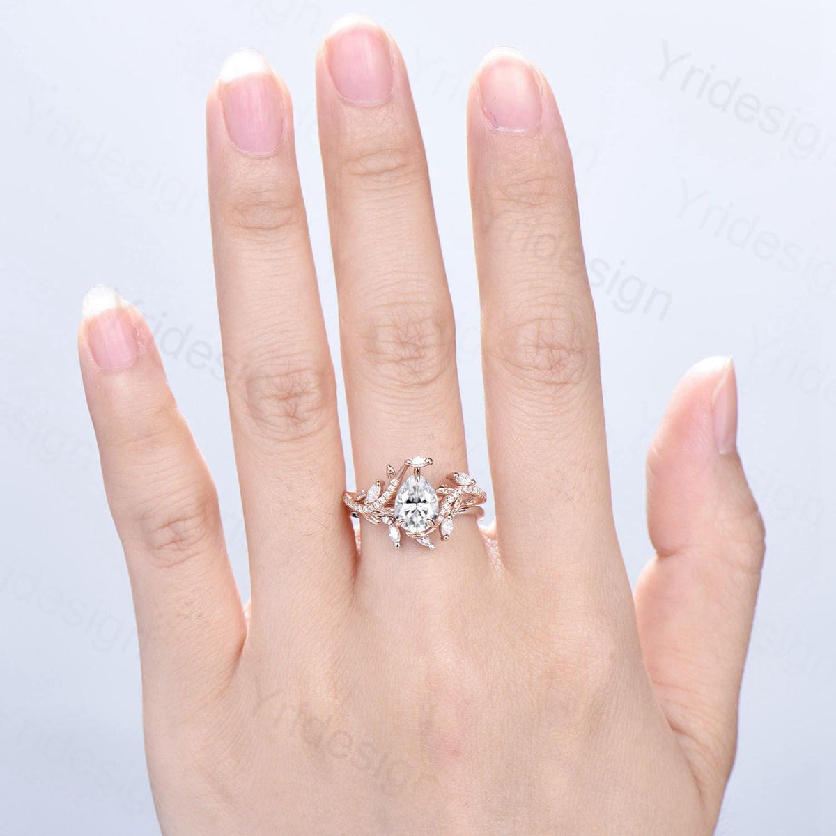Pear Shaped Brilliant Moissanite Engagement Ring Set Nature Inspired Snake Eternity Wedding Set Moissanite Promise Bridal Set Women Gifts