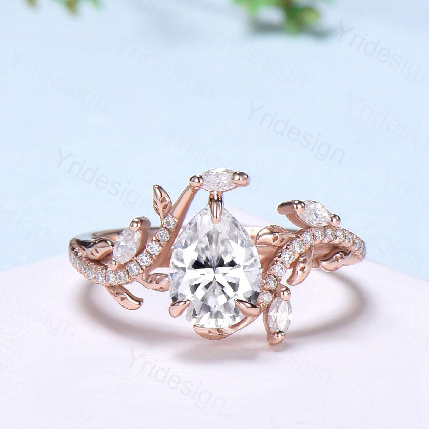Pear Shaped Brilliant Moissanite Engagement Ring Set Nature Inspired Snake Eternity Wedding Set Moissanite Promise Bridal Set Women Gifts