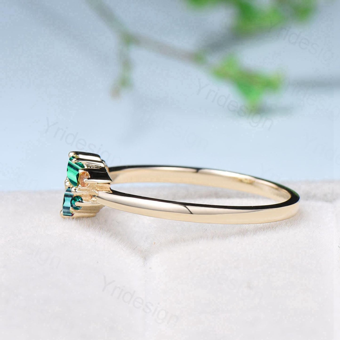 Unique Baguette Alexandrite Emerald Ring Moonstone Wedding Ring Yellow Gold Stacking Dainty Ring Multi-Stone Citrine Ring Anniversary Gift