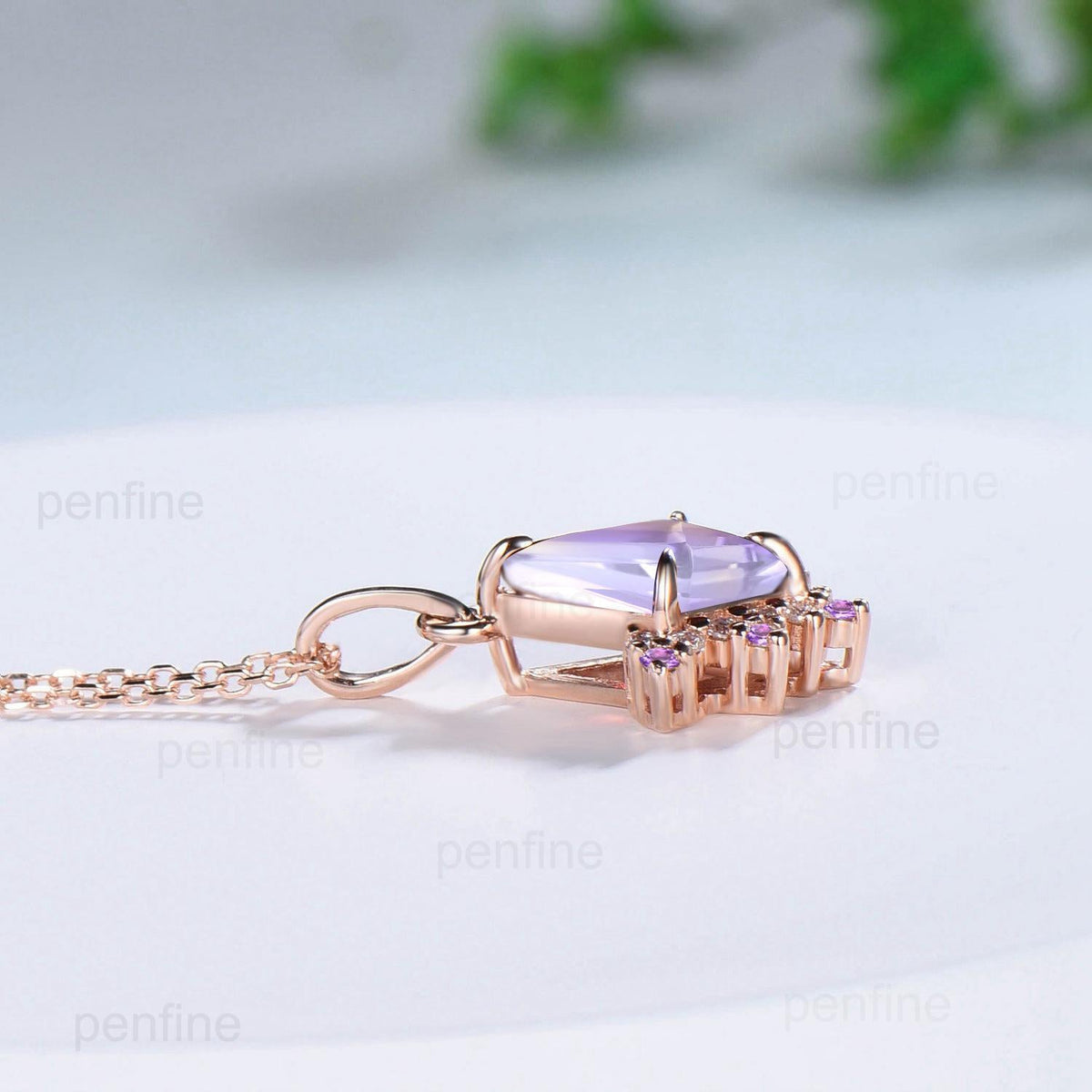 Vintage Kite Cut Lavender Amethyst Necklace Necklace Purple Amethyst Pendant Silver 14k/18k rose gold moissanite promise engagement gifts