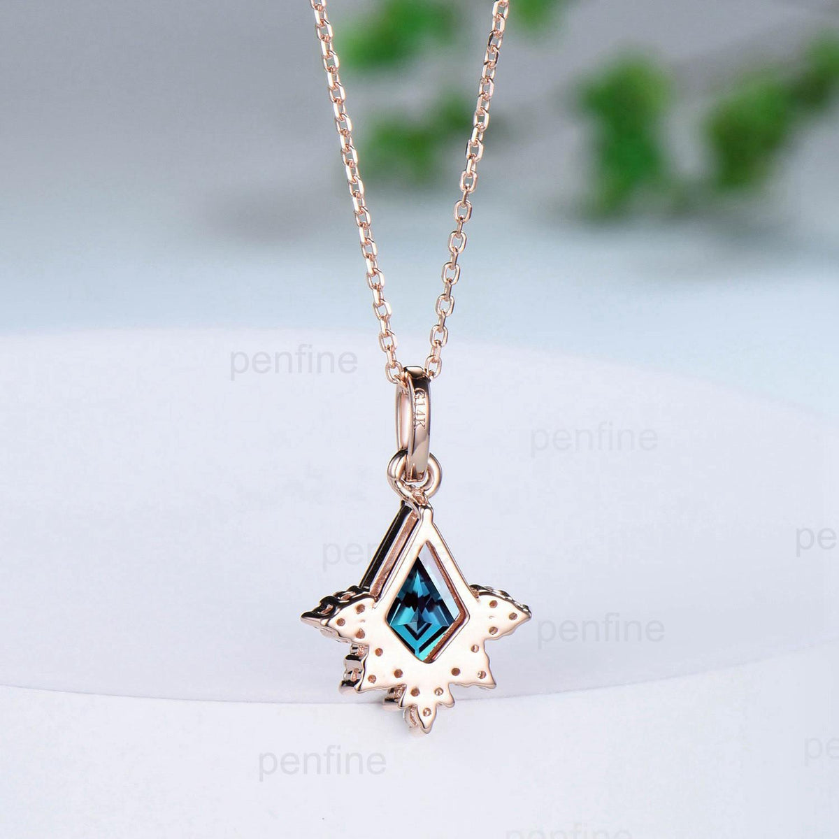 Vintage Kite Cut Alexandrite Pendant Necklace Purple Amethyst Pendant Silver 14k/18k rose gold moissanite promise engagement gift for women