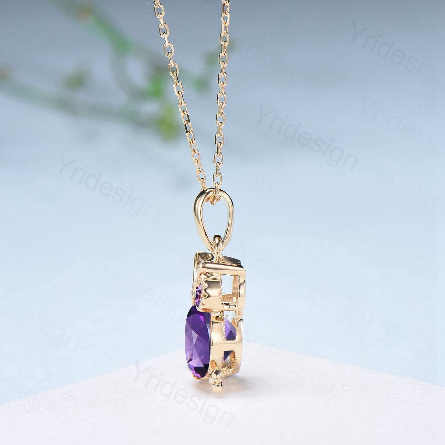 Natural Amethyst Owl Pendant Necklace, Purple Gemstone Necklace for Women, Dainty Febuary Birthstone Gift, Animal Jewelry