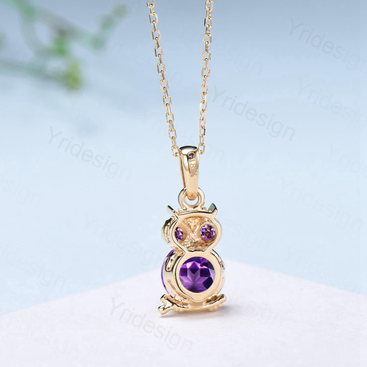Natural Amethyst Owl Pendant Necklace, Purple Gemstone Necklace for Women, Dainty Febuary Birthstone Gift, Animal Jewelry