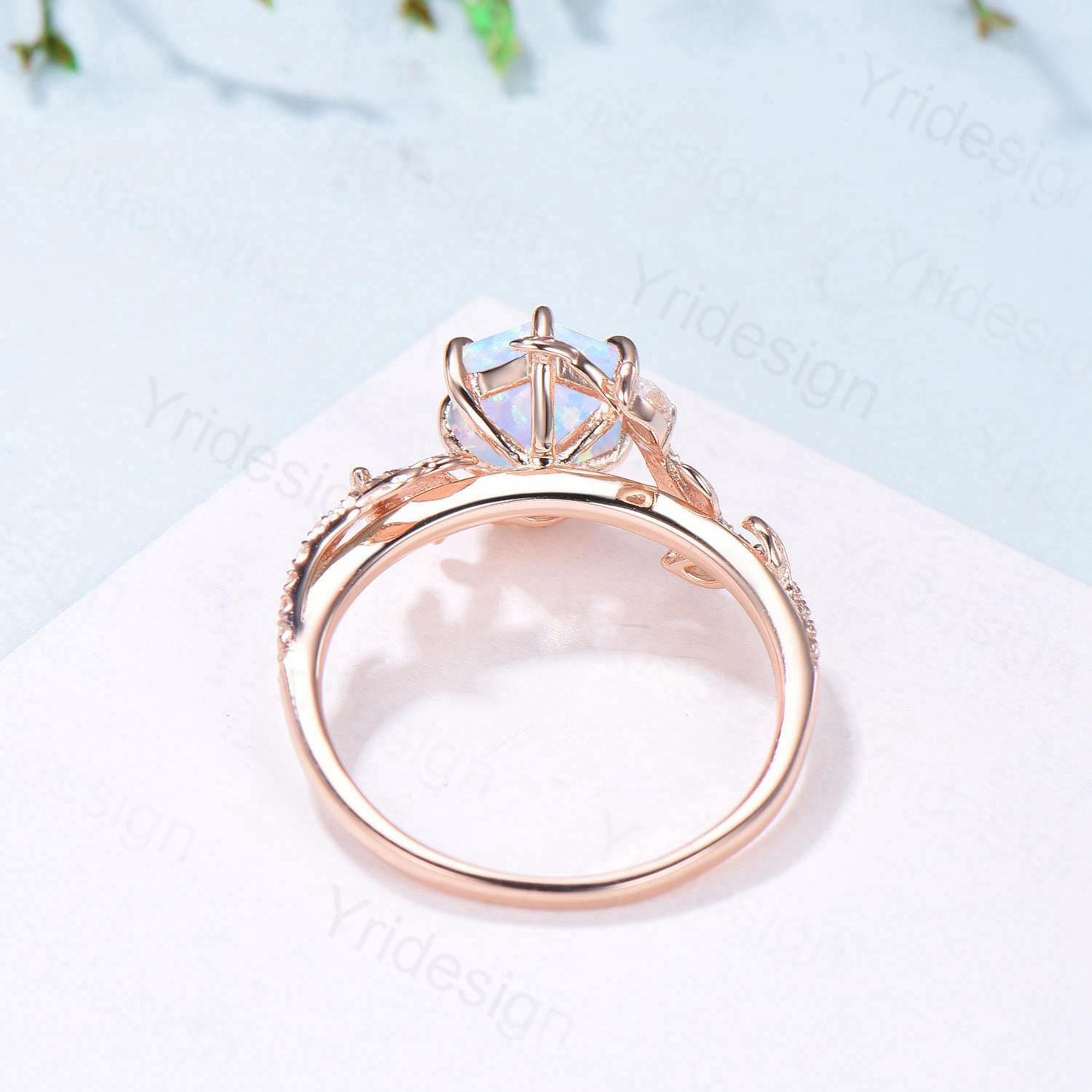 Elegant Opla Ring Nature Inspired Fire White Opal Engagement Ring Entangled Vines Emerlad Amethyst Snake Bridal Wedding Ring Promise Gifts
