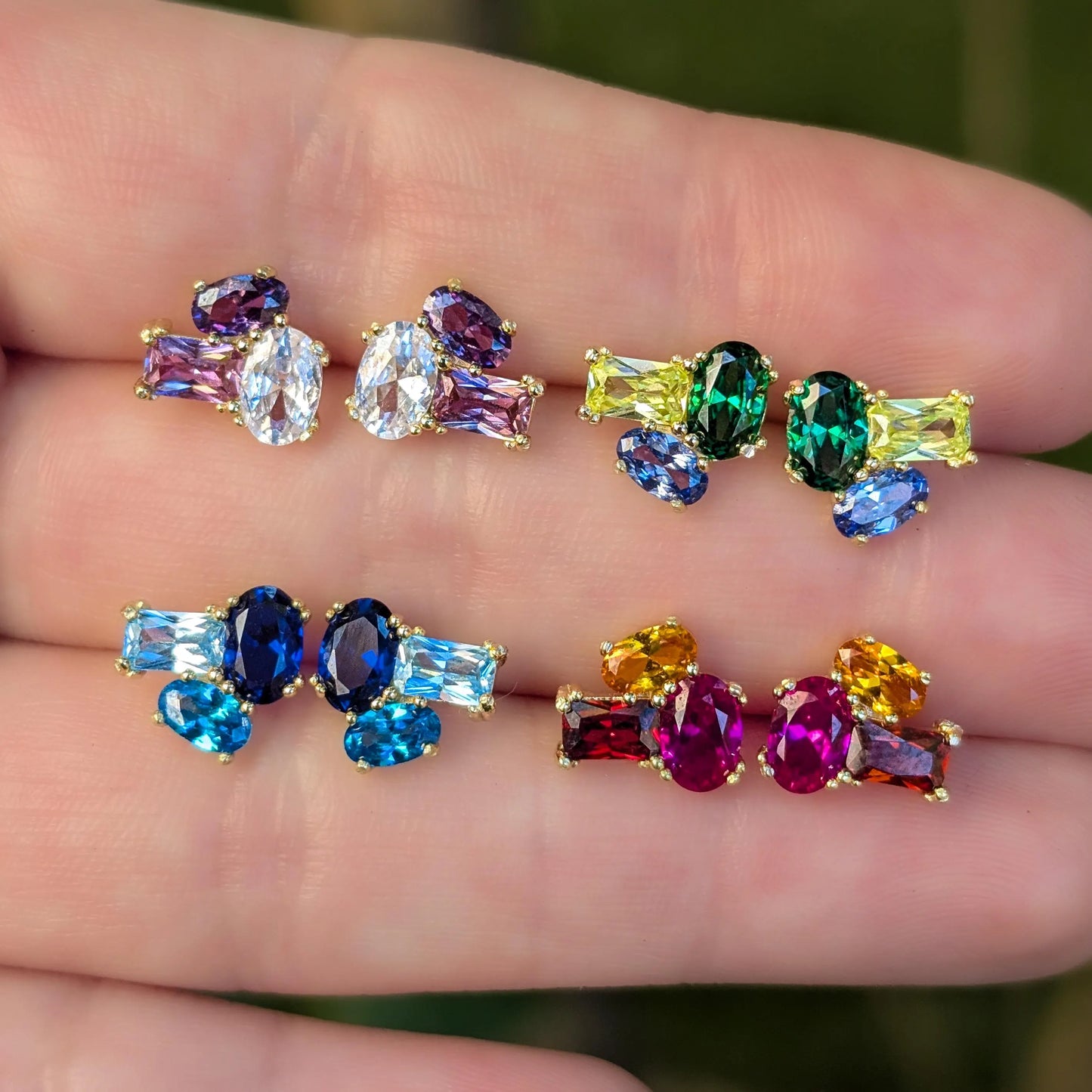 The Elia - Custom Gemstone Small Cluster Studs