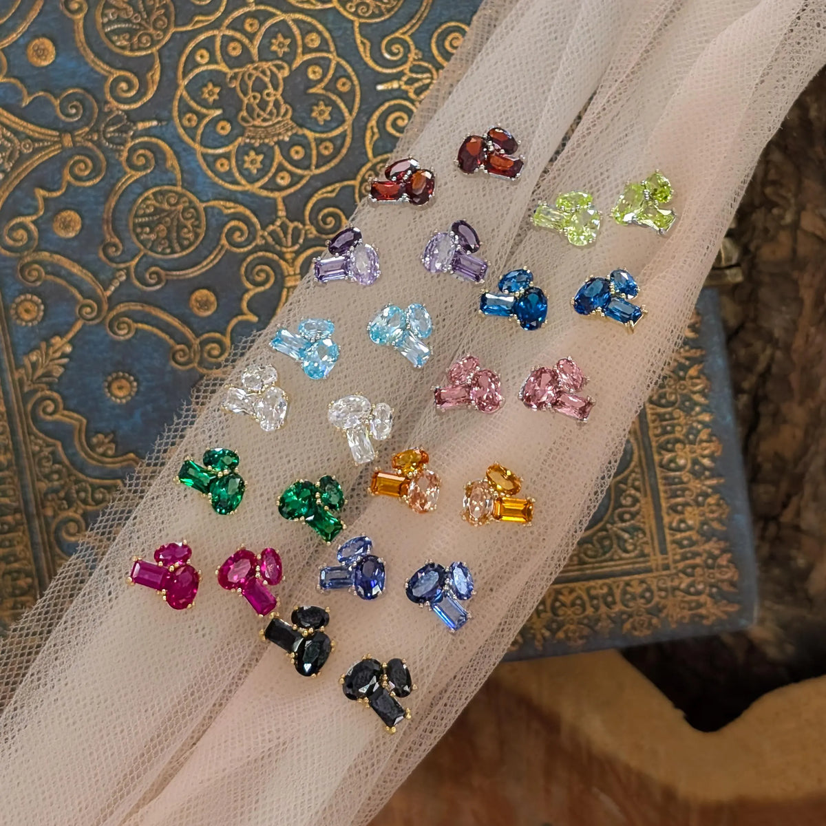 The Elia - Custom Gemstone Small Cluster Studs