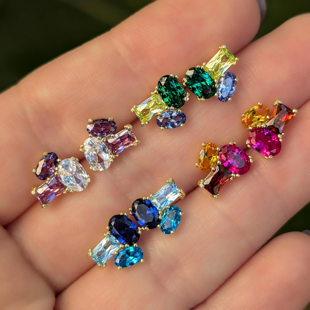 The Elia - Custom Gemstone Small Cluster Studs