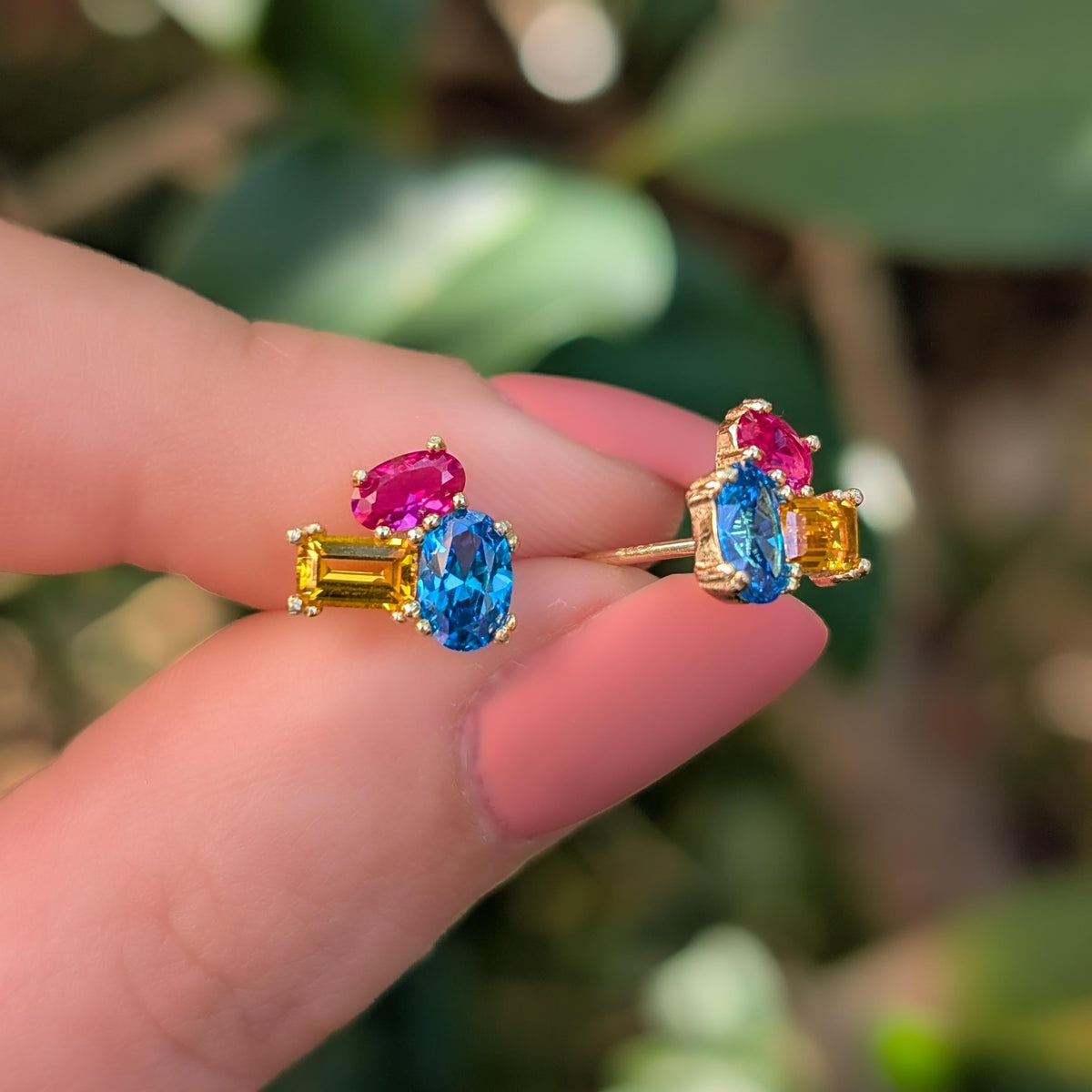 The Elia - Pansexual Flag Small Cluster Studs