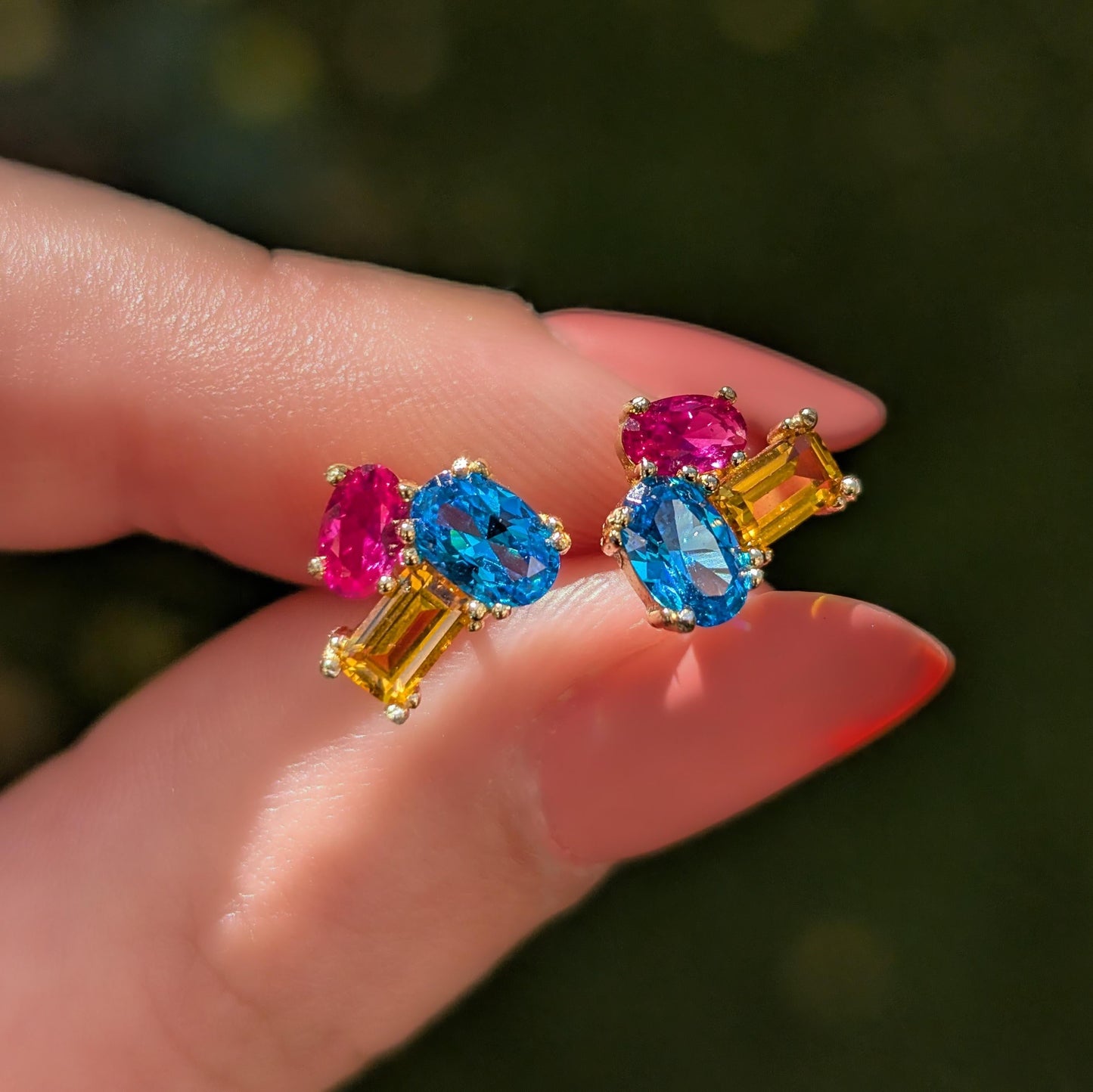 The Elia - Pansexual Flag Small Cluster Studs