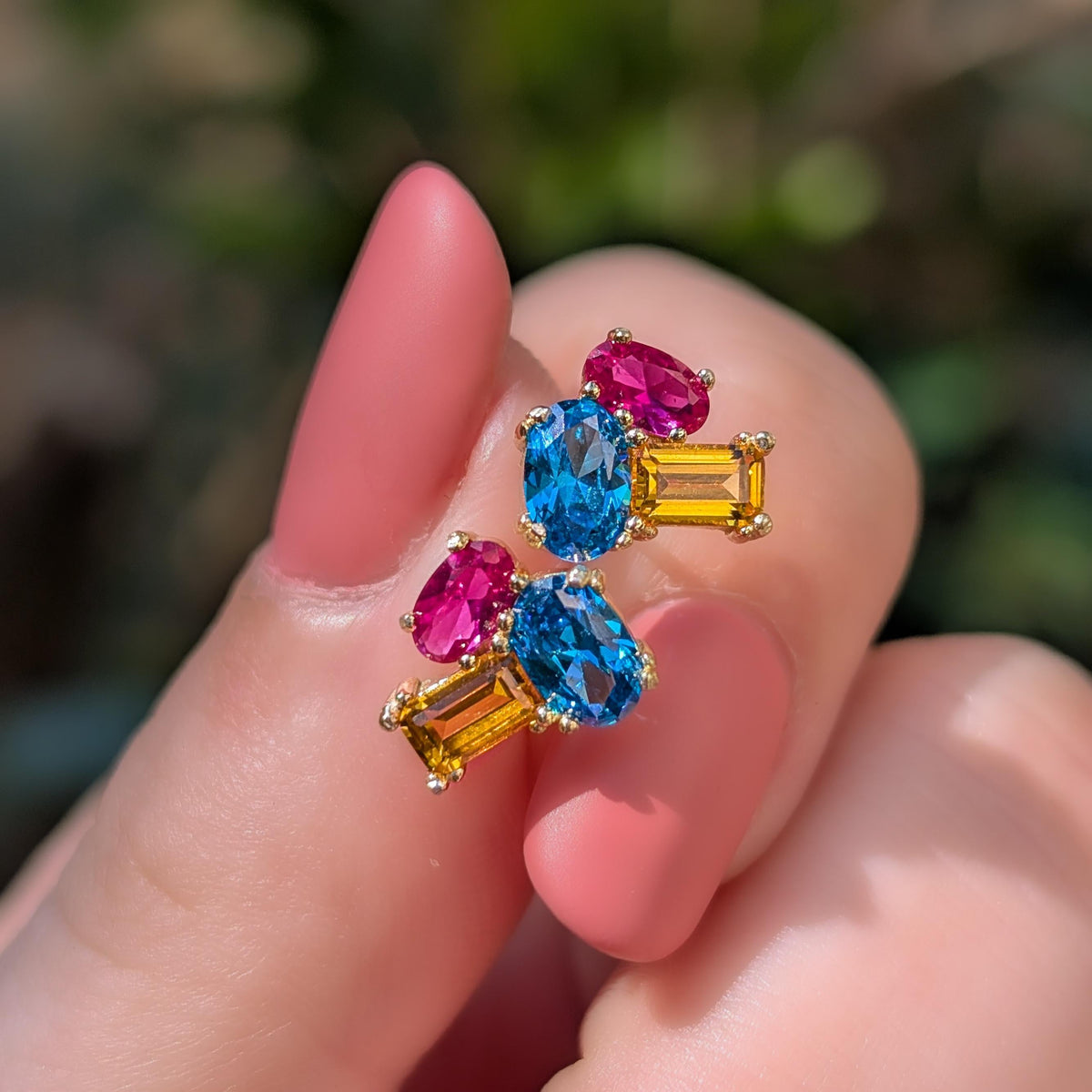 The Elia - Pansexual Flag Small Cluster Studs