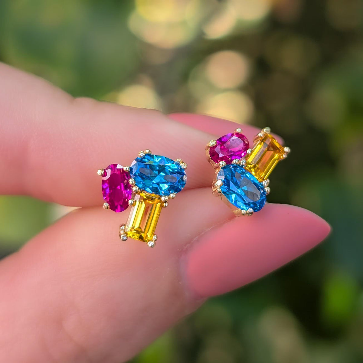 The Elia - Pansexual Flag Small Cluster Studs