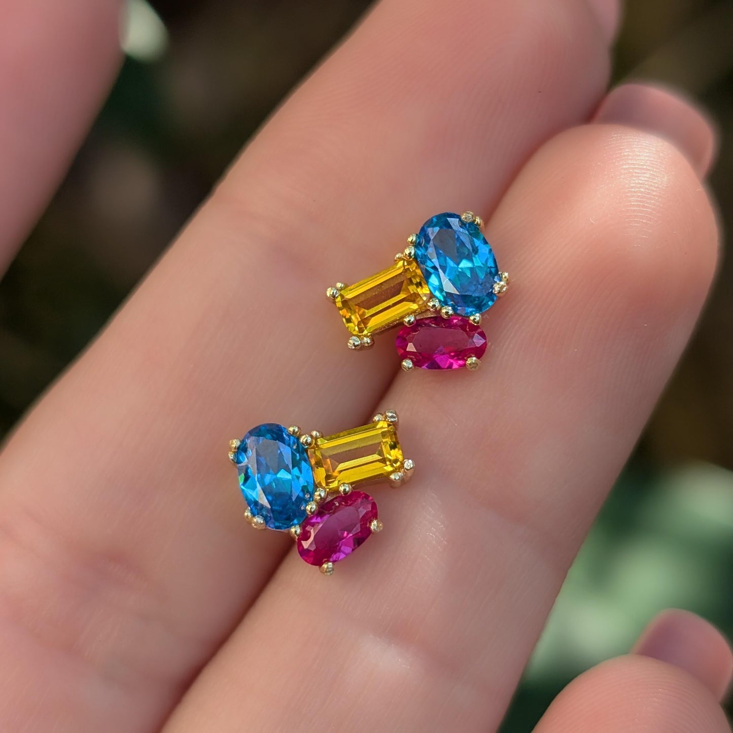 The Elia - Pansexual Flag Small Cluster Studs