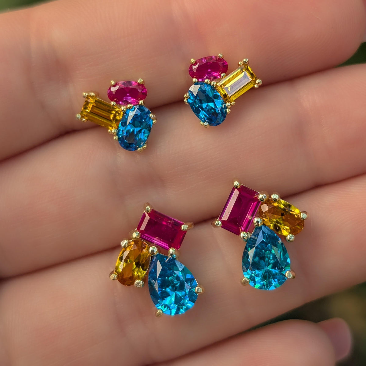The Elia - Pansexual Flag Small Cluster Studs
