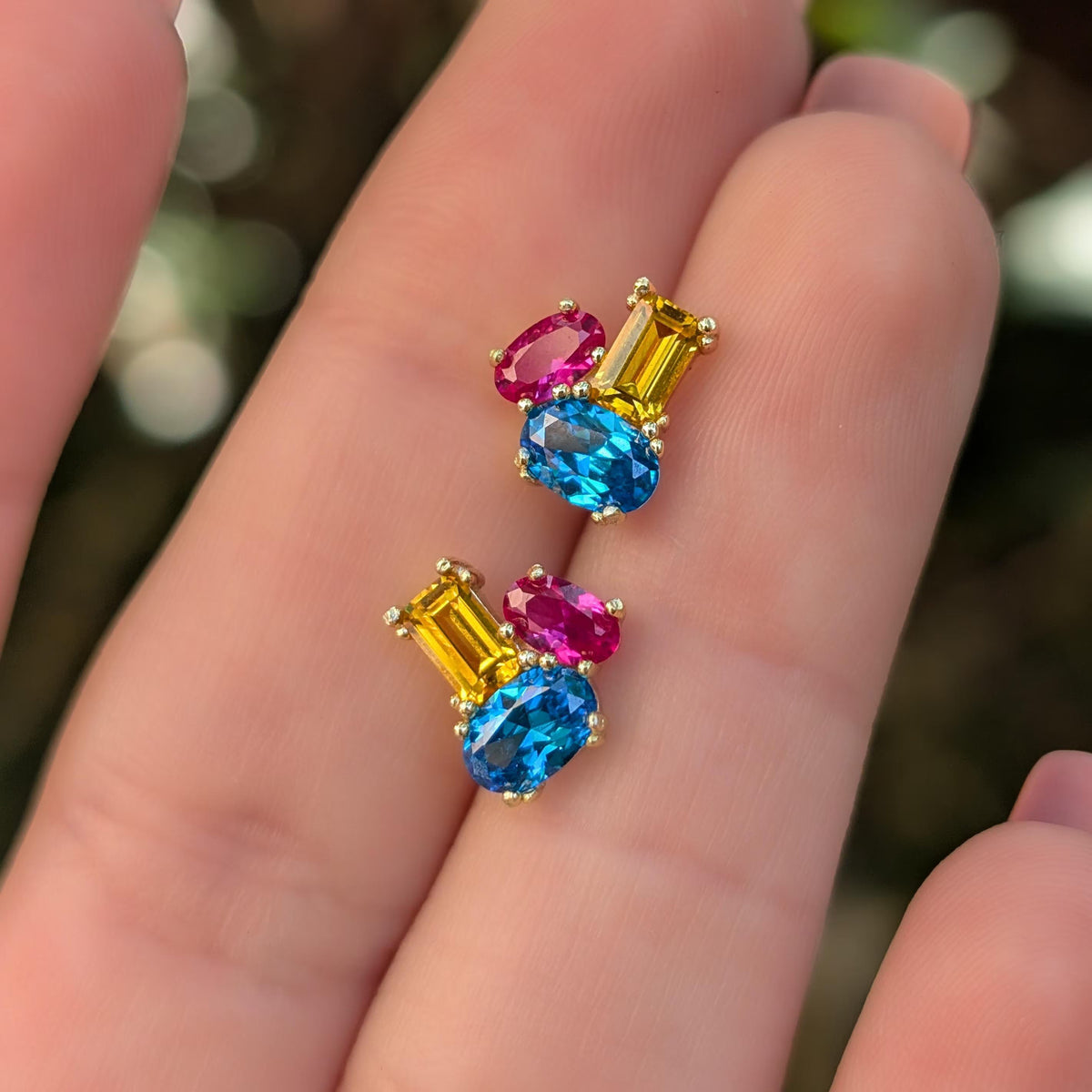 The Elia - Pansexual Flag Small Cluster Studs