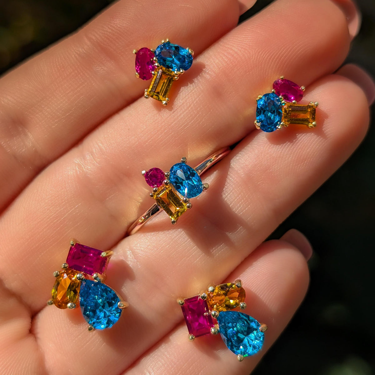 The Elia - Pansexual Flag Small Cluster Studs