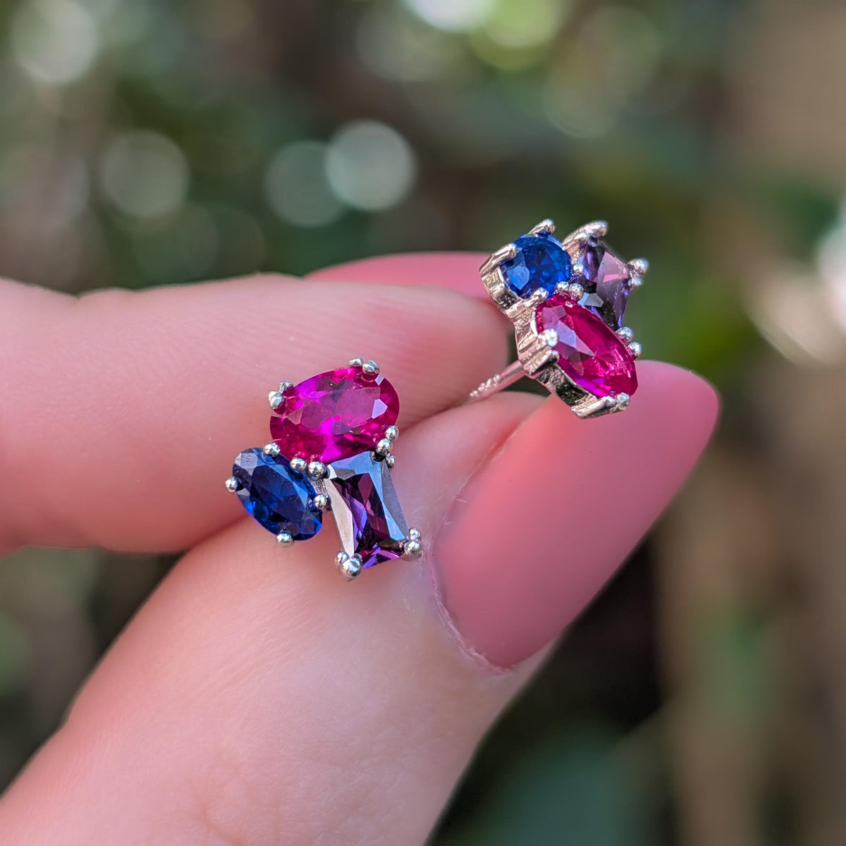 The Elia - Bisexual Flag Small Cluster Studs