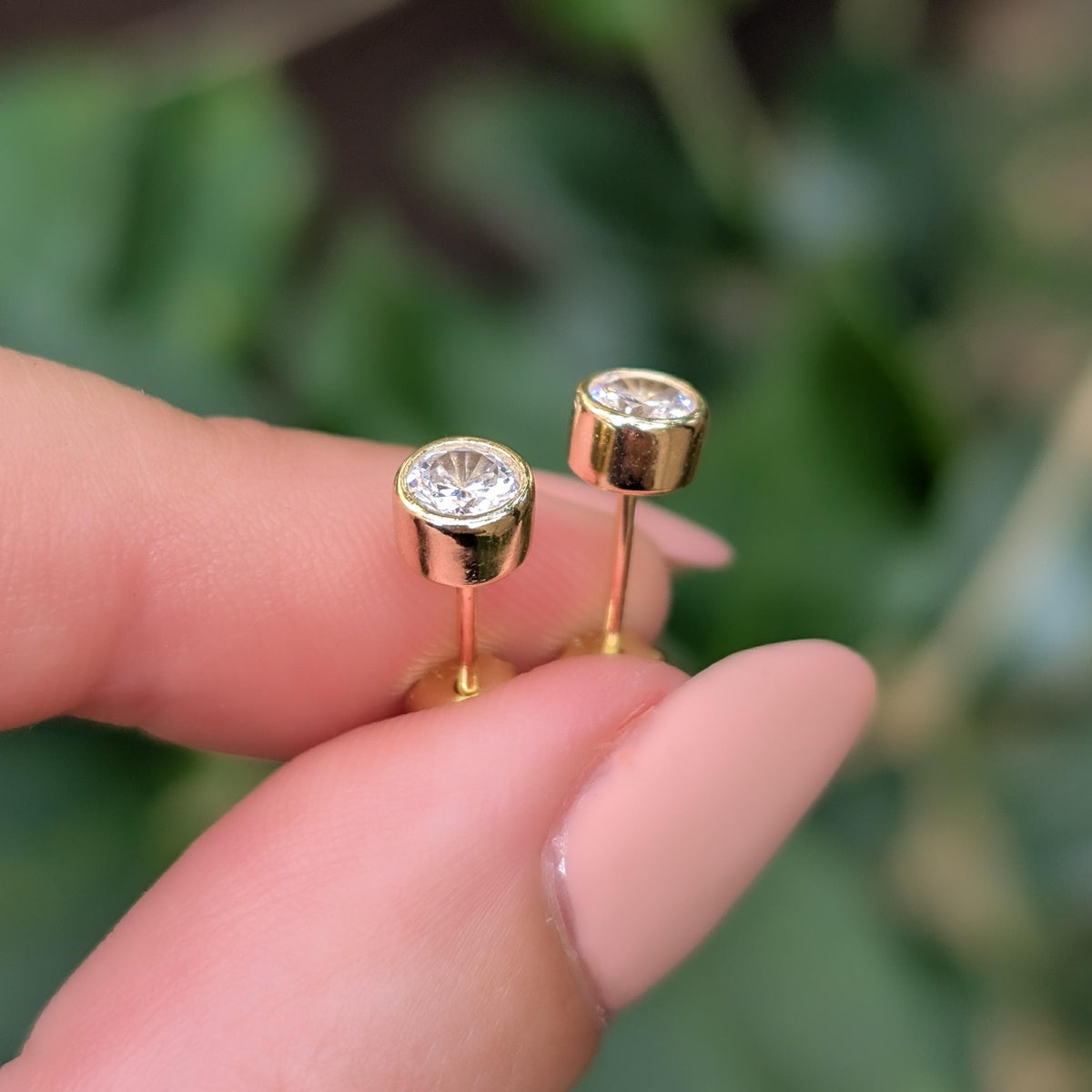 Moissanite Bezel Stud Earrings