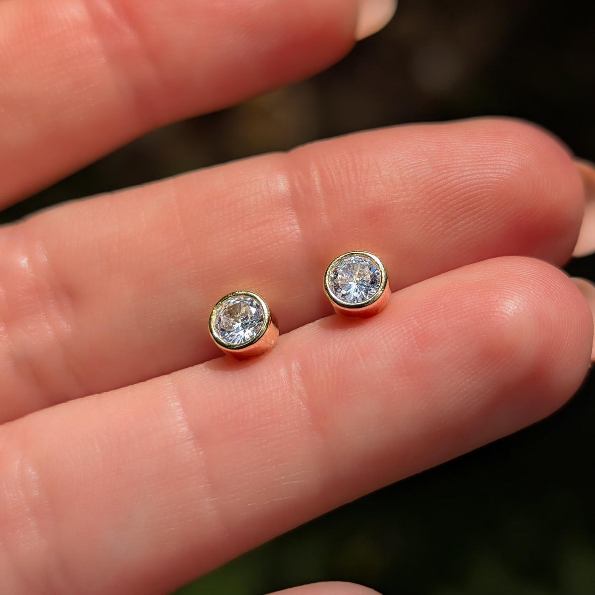 Moissanite Bezel Stud Earrings