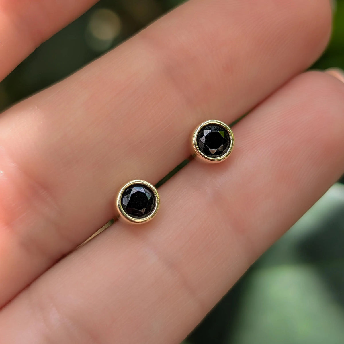 Onyx Bezel Stud Earrings