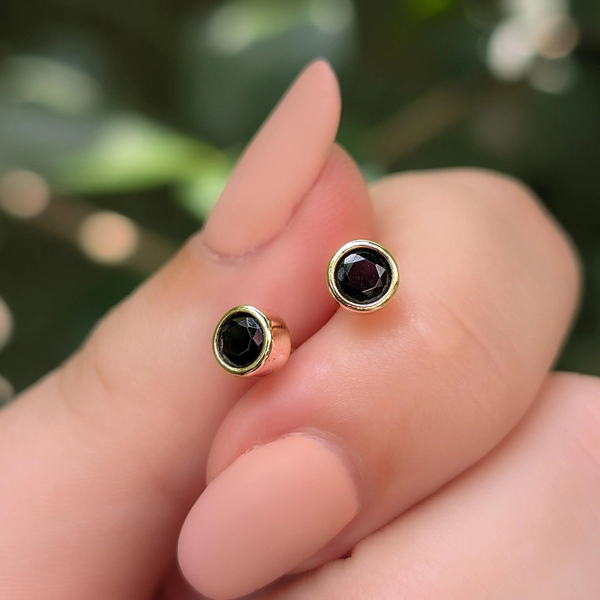 Onyx Bezel Stud Earrings