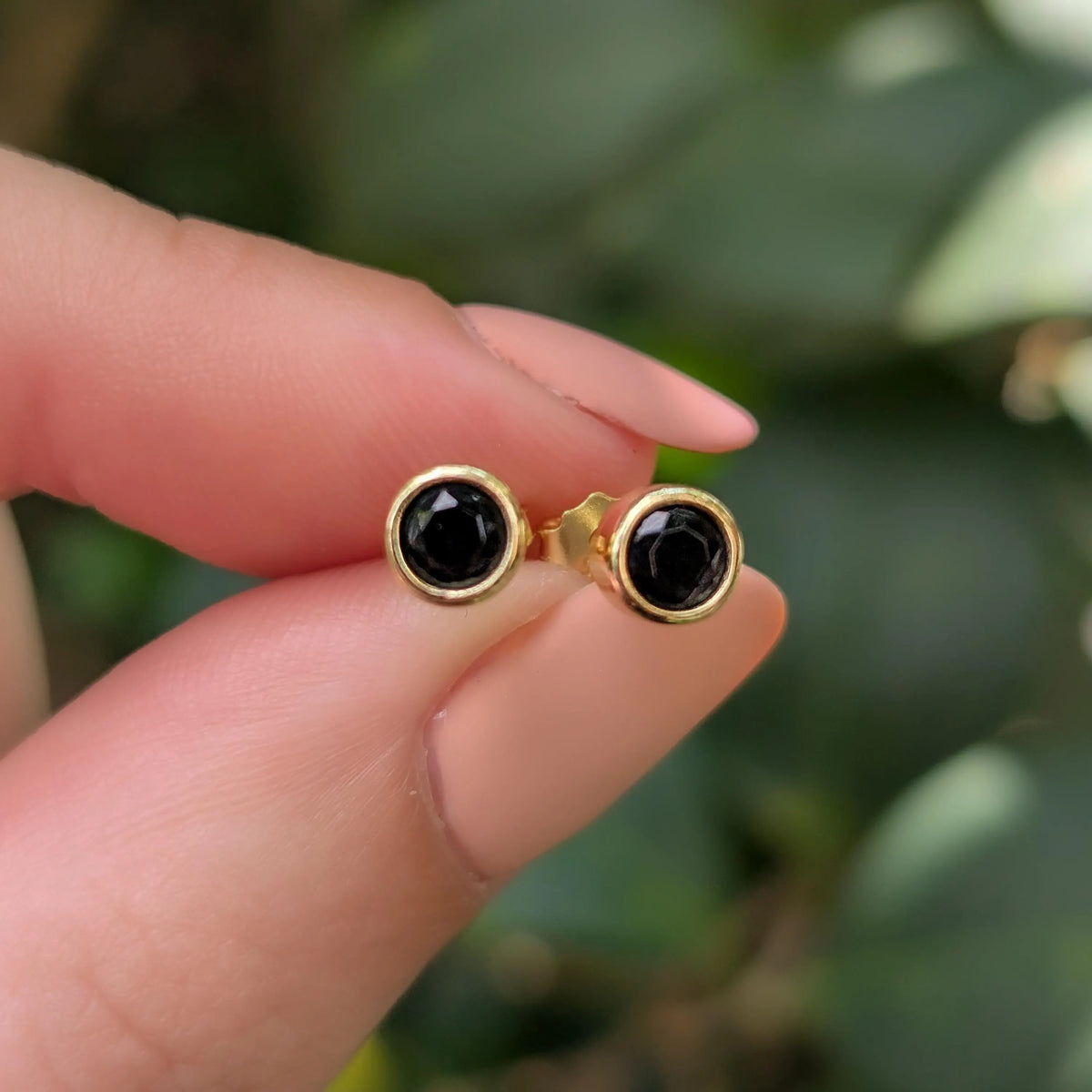 Onyx Bezel Stud Earrings