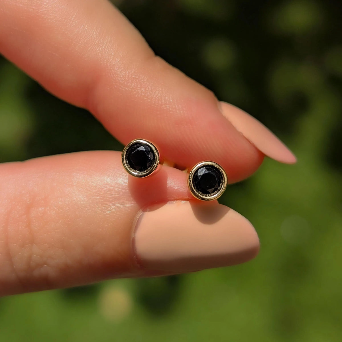 Onyx Bezel Stud Earrings