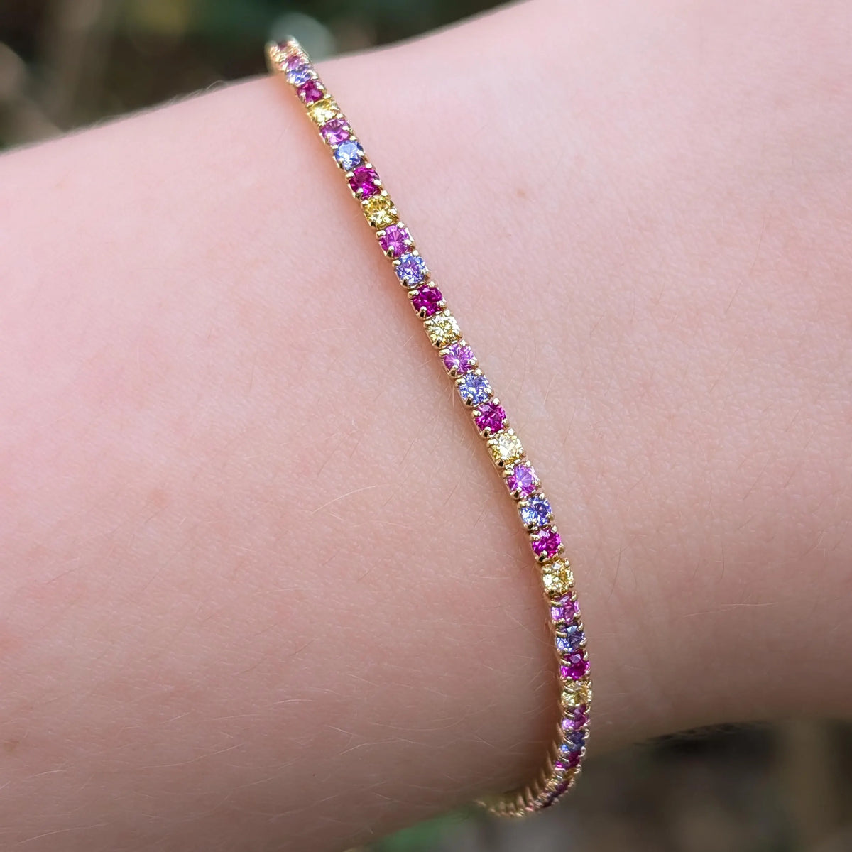 Multi Color Sapphire Tennis Bracelet