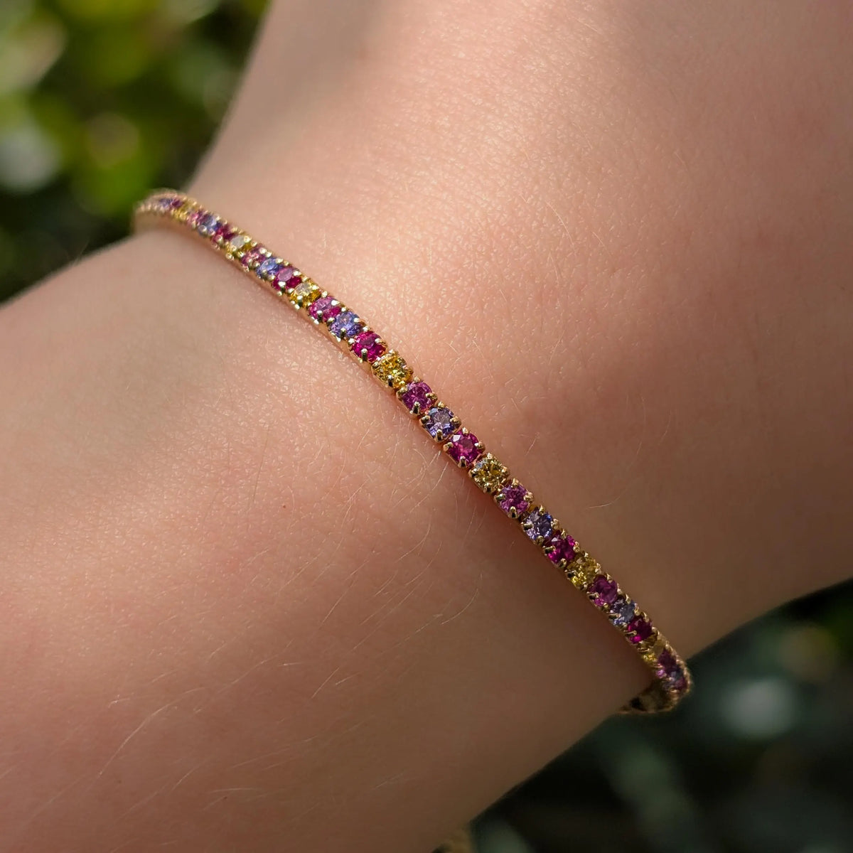 Multi Color Sapphire Tennis Bracelet