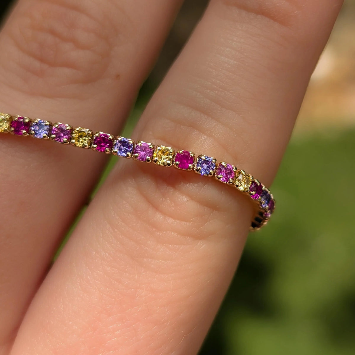 Multi Color Sapphire Tennis Bracelet