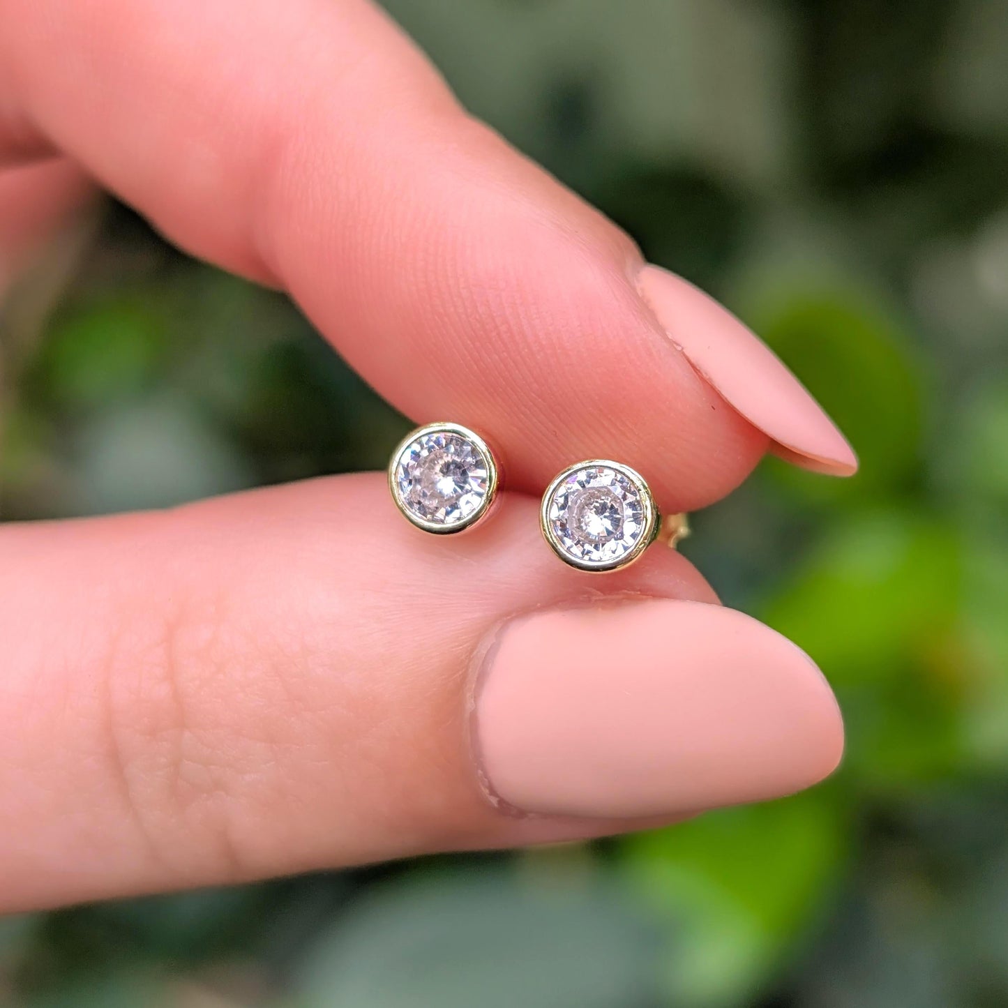 Moissanite Bezel Stud Earrings