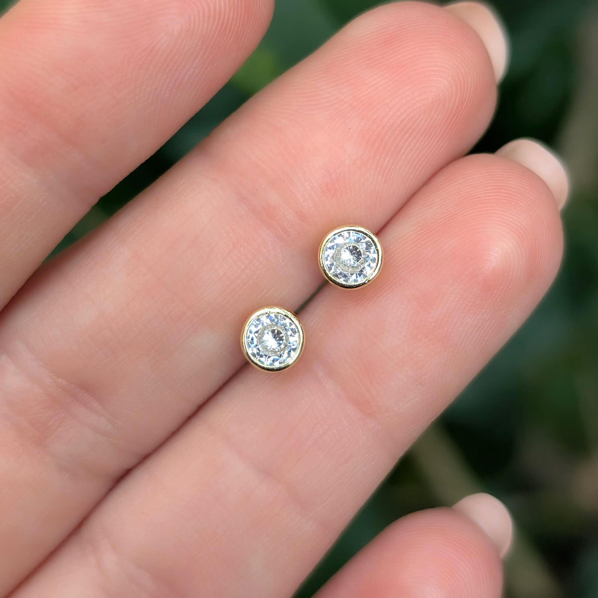 Moissanite Bezel Stud Earrings