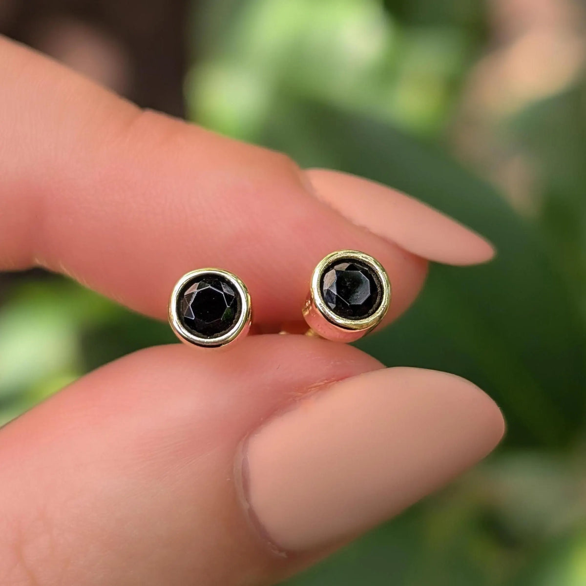 Onyx Bezel Stud Earrings