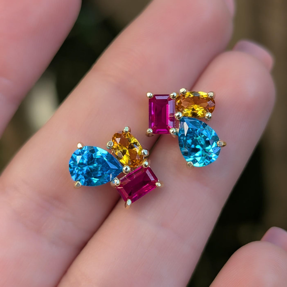 The Tulia - Pansexual Flag Cluster Studs