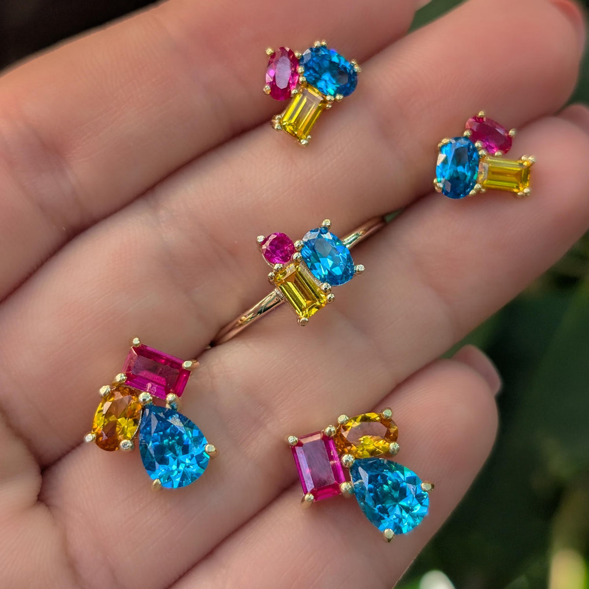 The Tulia - Pansexual Flag Cluster Studs