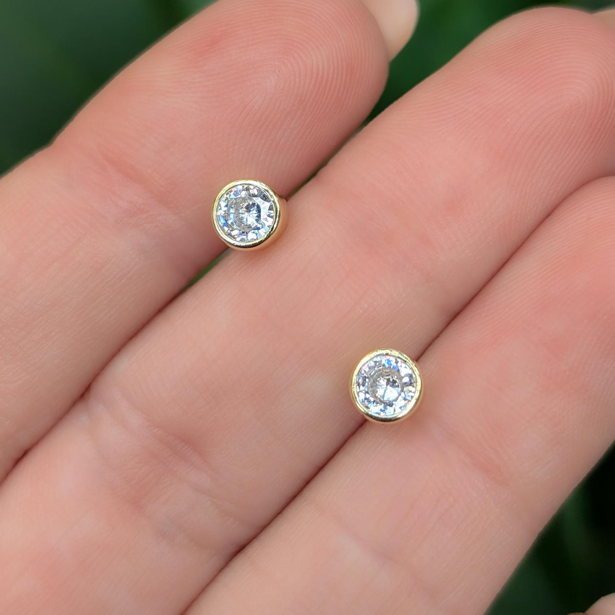 Moissanite Bezel Stud Earrings