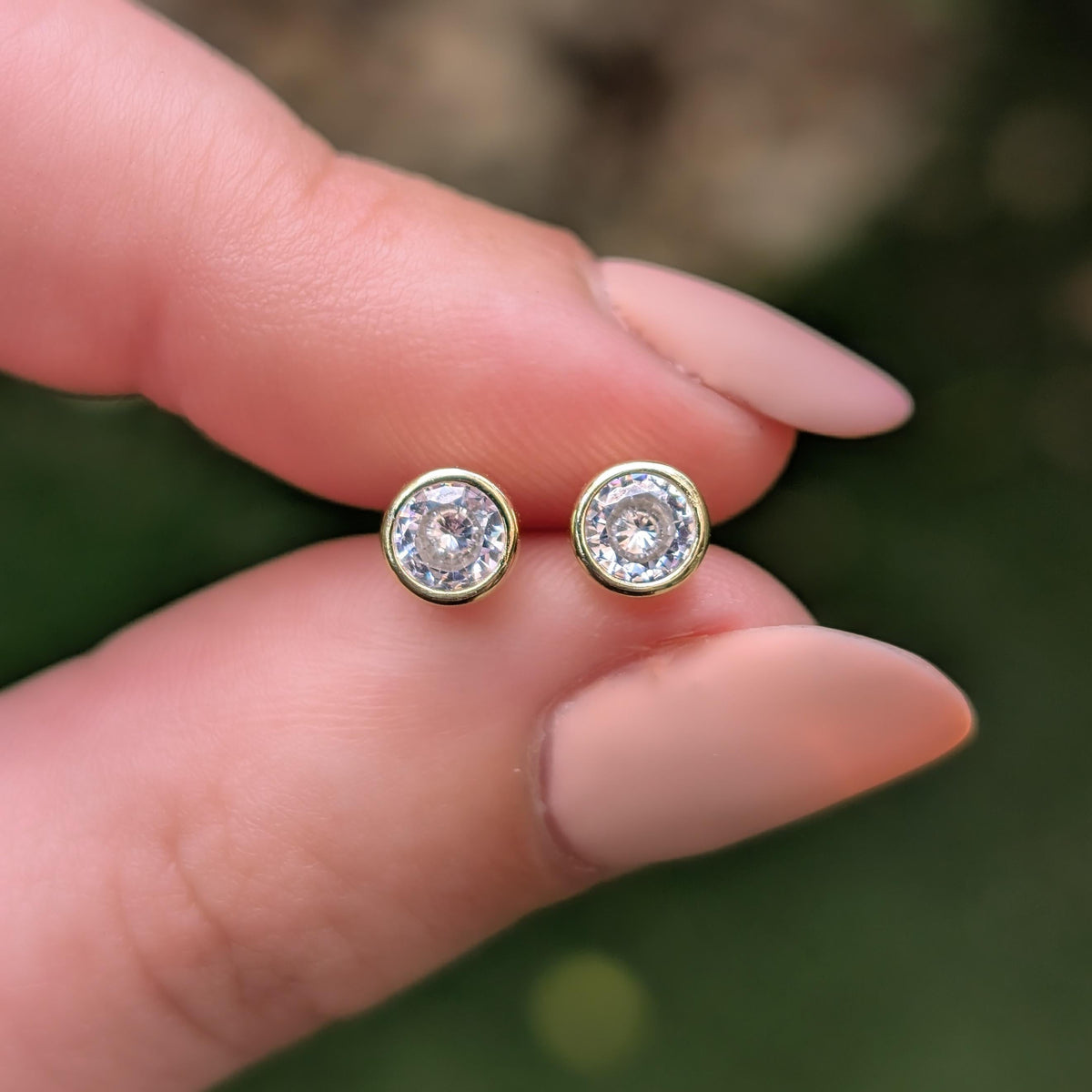 Moissanite Bezel Stud Earrings