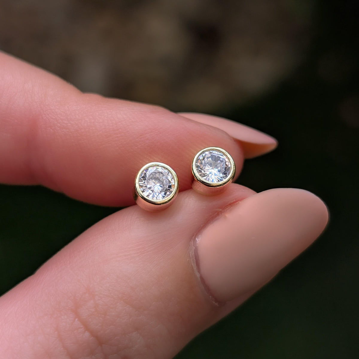 Moissanite Bezel Stud Earrings